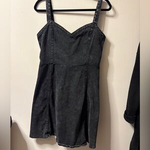 Faded Black/Gray Denim Flare Dress